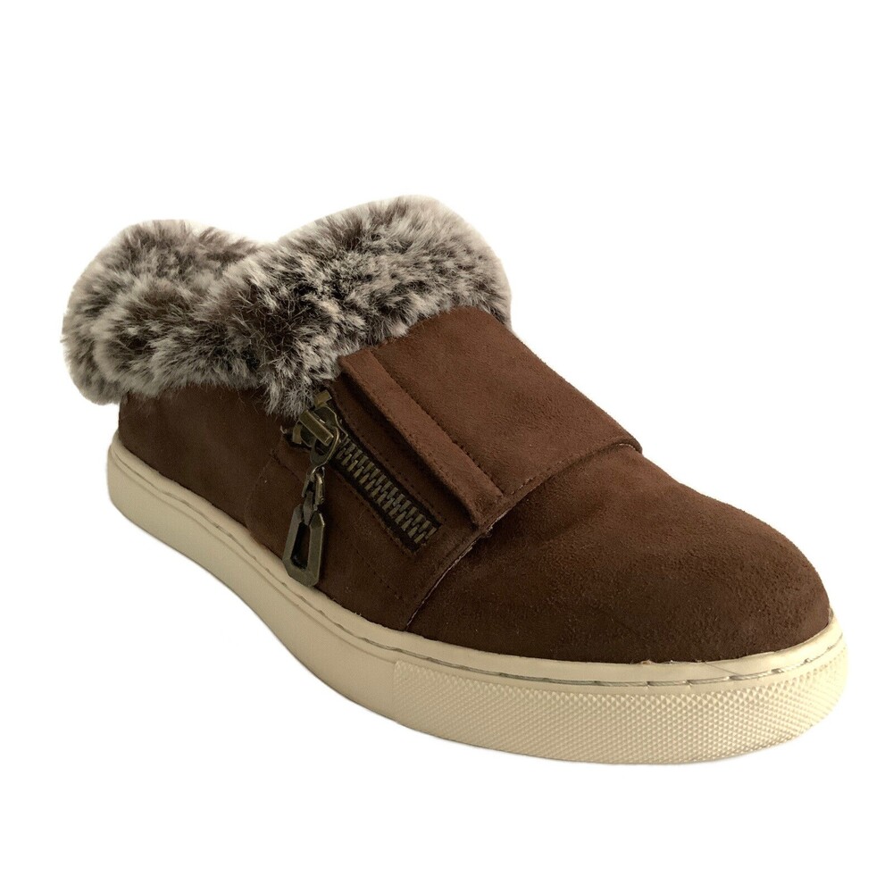 Yellow Box Meeko Slip-on Faux Fur Top Sneakers Brown 7.5